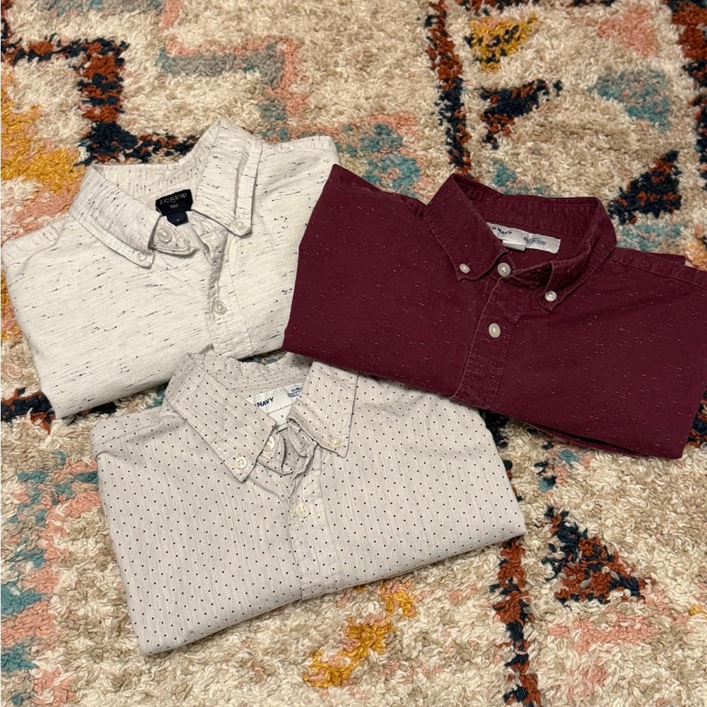 Set of 3: Men's Short Sleeve Casual Button-Down Shirts - S